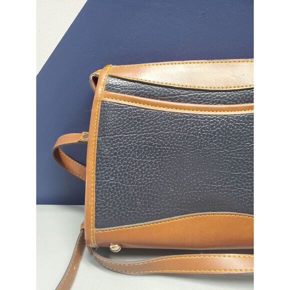 Vintage Dooney & Bourke Crossbody Purse/Bag Womens Navy Brown Pebble Leather - Picture 8 of 16